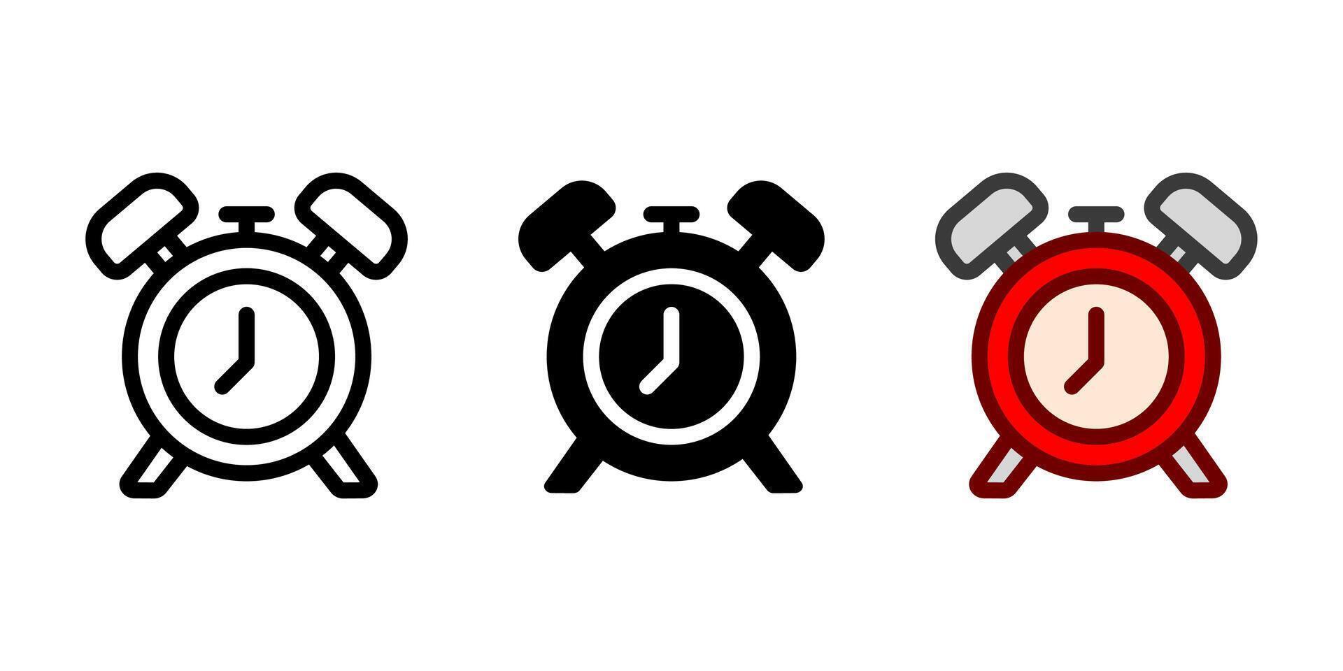 Alarm icon. Red old clock illustration. Timer symbol. Retro time watches sign. Deadline pictogram. vector