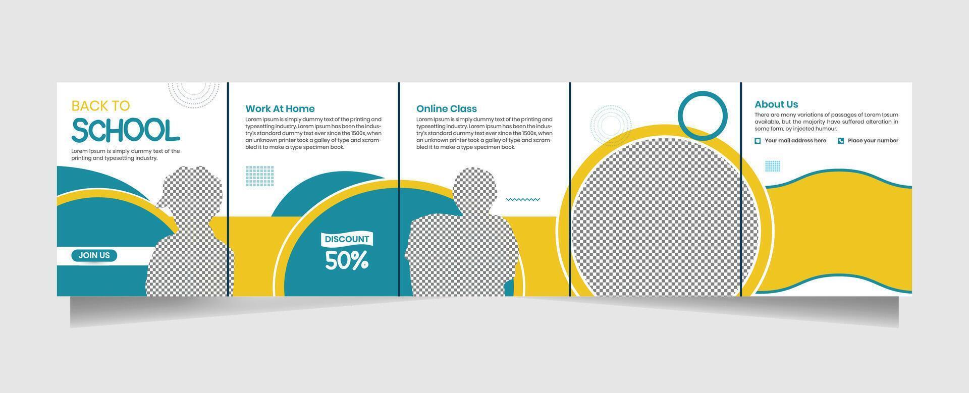 Back to school Carousel Template Social Media Post creative design with Elements vector