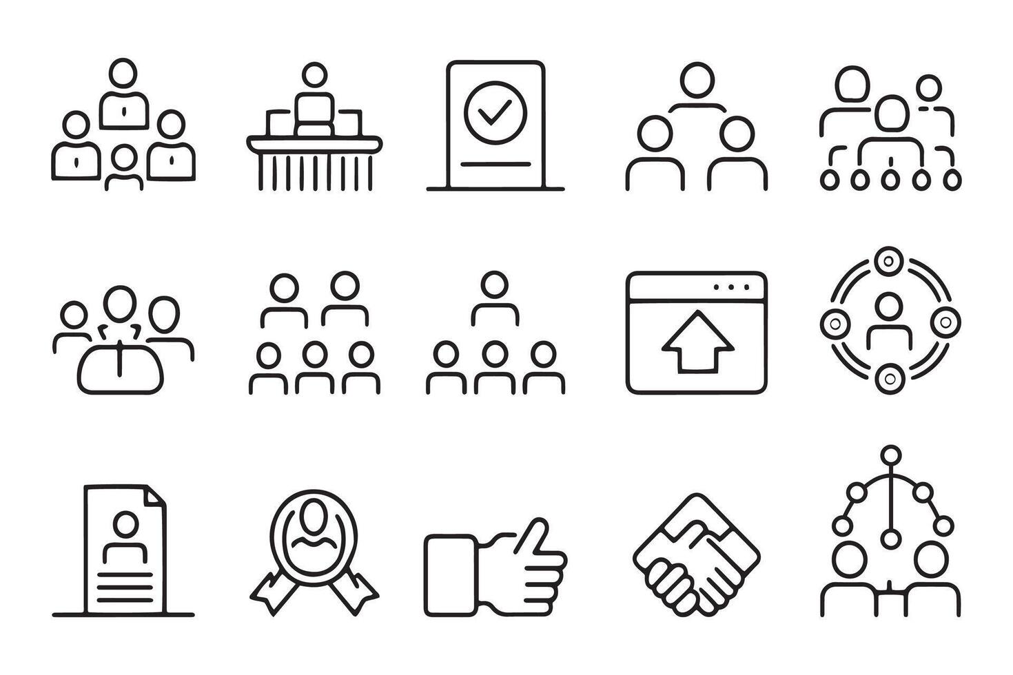 Business group Stakeholder related icons set isolated on white background flat illustration vector
