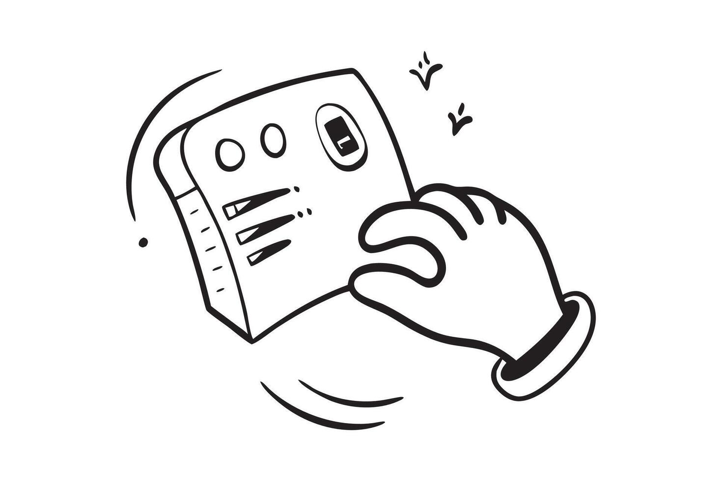 Contactless payment doodle line art flat illustration illustration set on white background vector