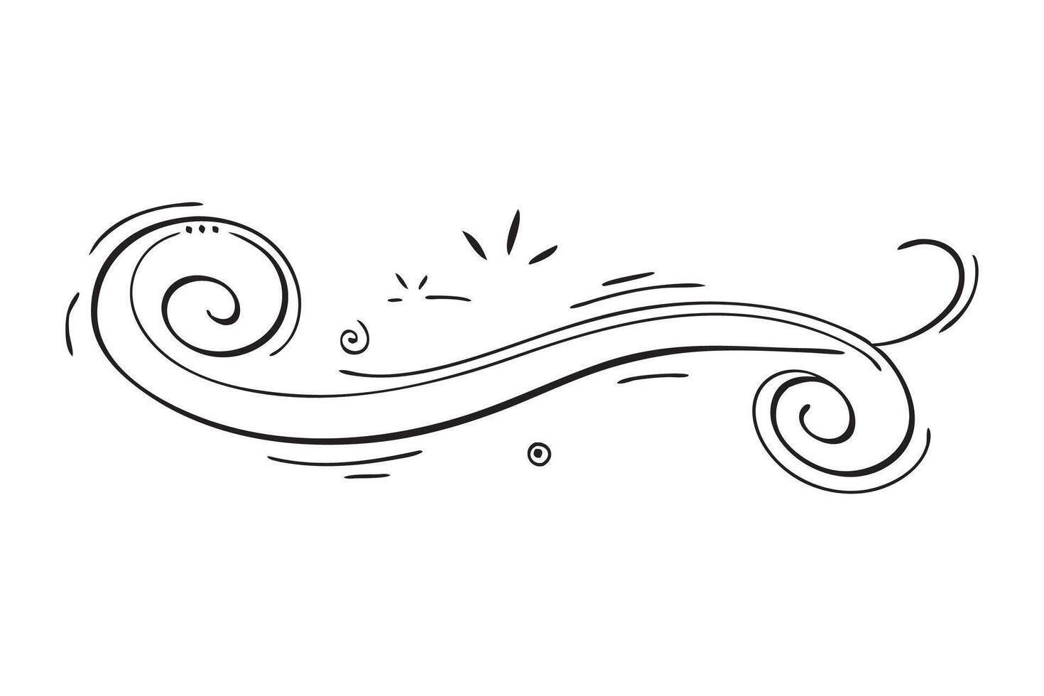Typographic swash and swooshes tail doodle line art flat illustration vector