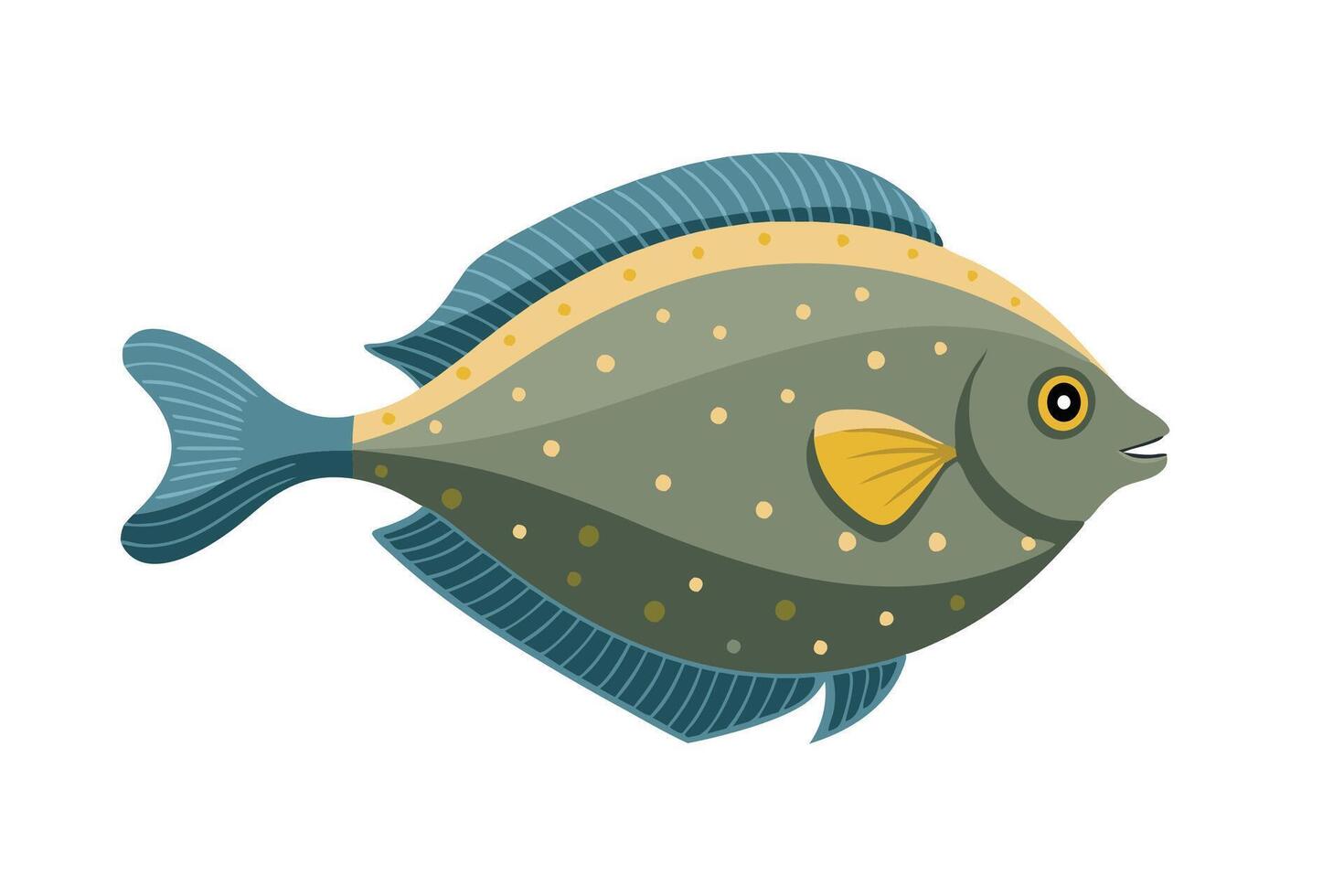 Flounder under water animal flat illustration vector