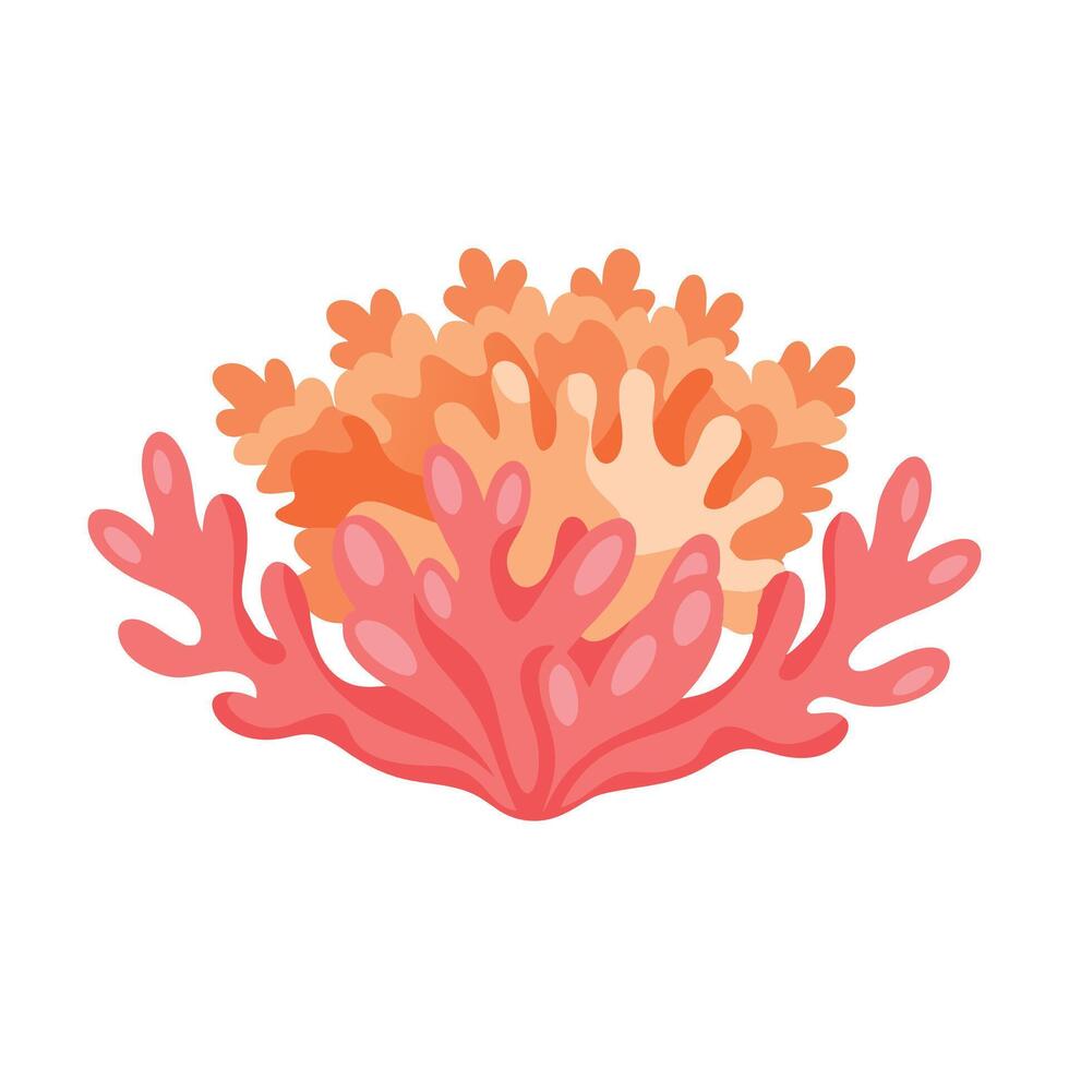 Flower Coral under water small tree flat illustration vector