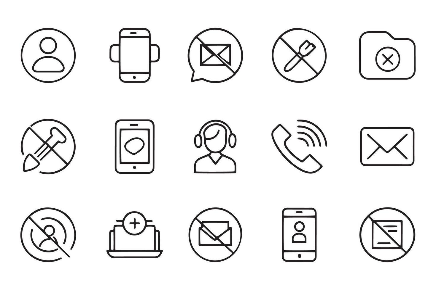 talking or messaging and calling related icons set isolated on white background flat illustration vector