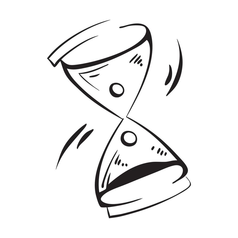 creatively designed hourglass featuring four separate time intervals doodle line art flat illustration vector