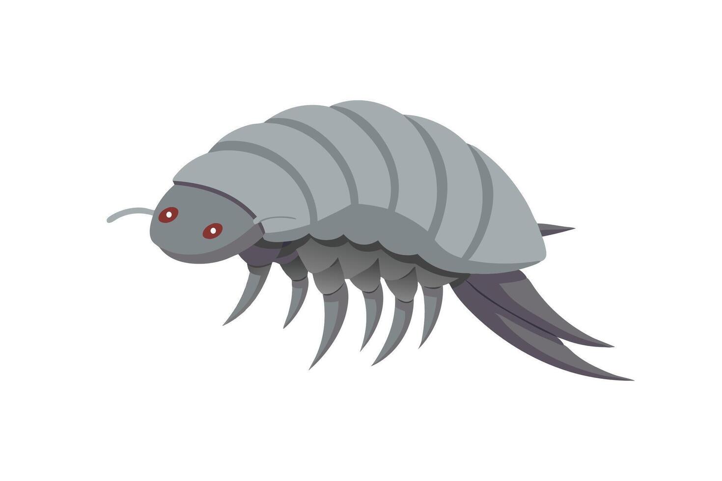 Giant Isopod under water animal flat illustration. vector