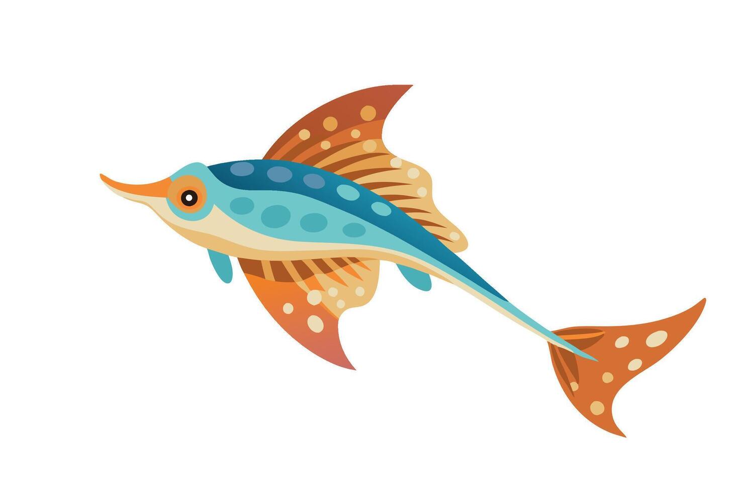 Flying Gurnard under water animal flat illustration vector
