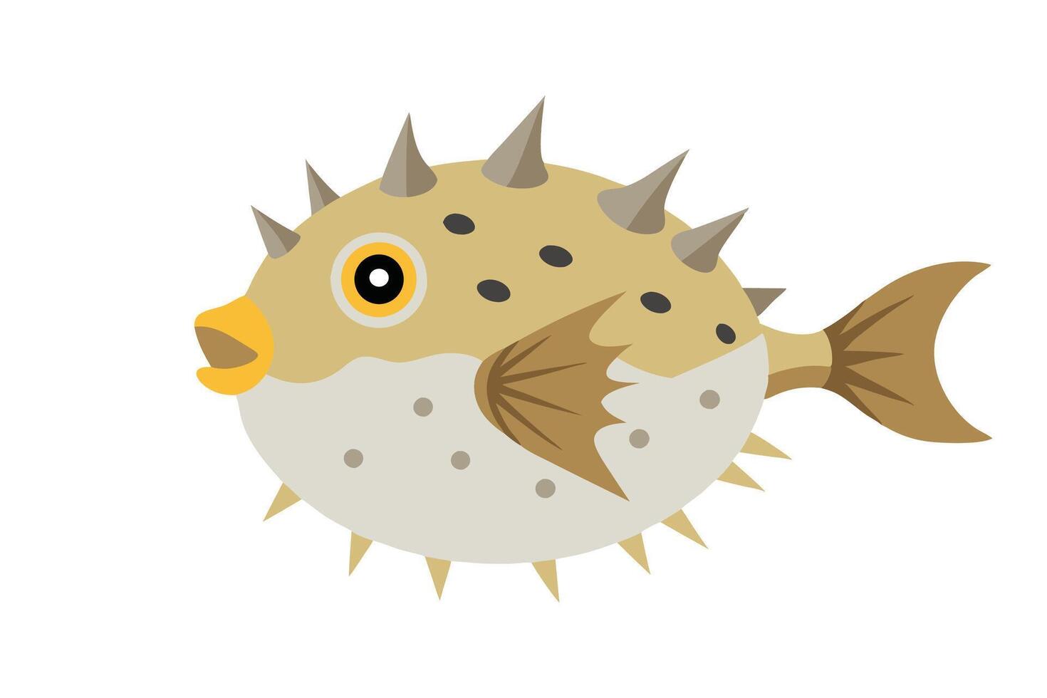 Fugu Pufferfish under water animal flat illustration vector