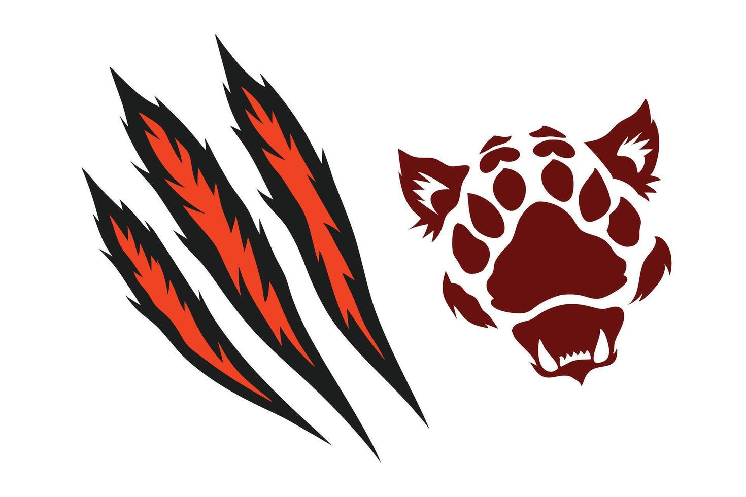 Animal Claw scratches mark set. Cat tiger scratches paw shape vector