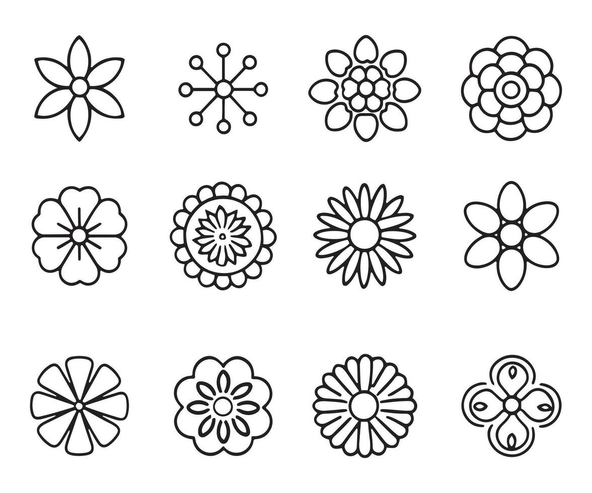 Flowers Beauty of Nature related icons set isolated on white background flat illustration vector