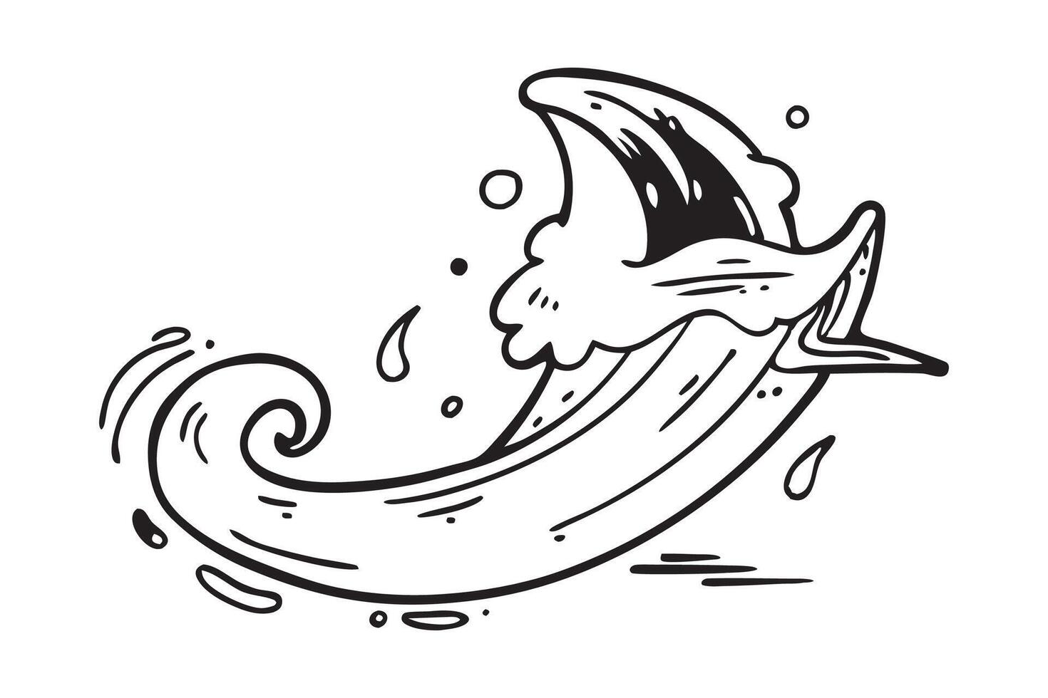 Water flow wave doodle line art flat illustration vector