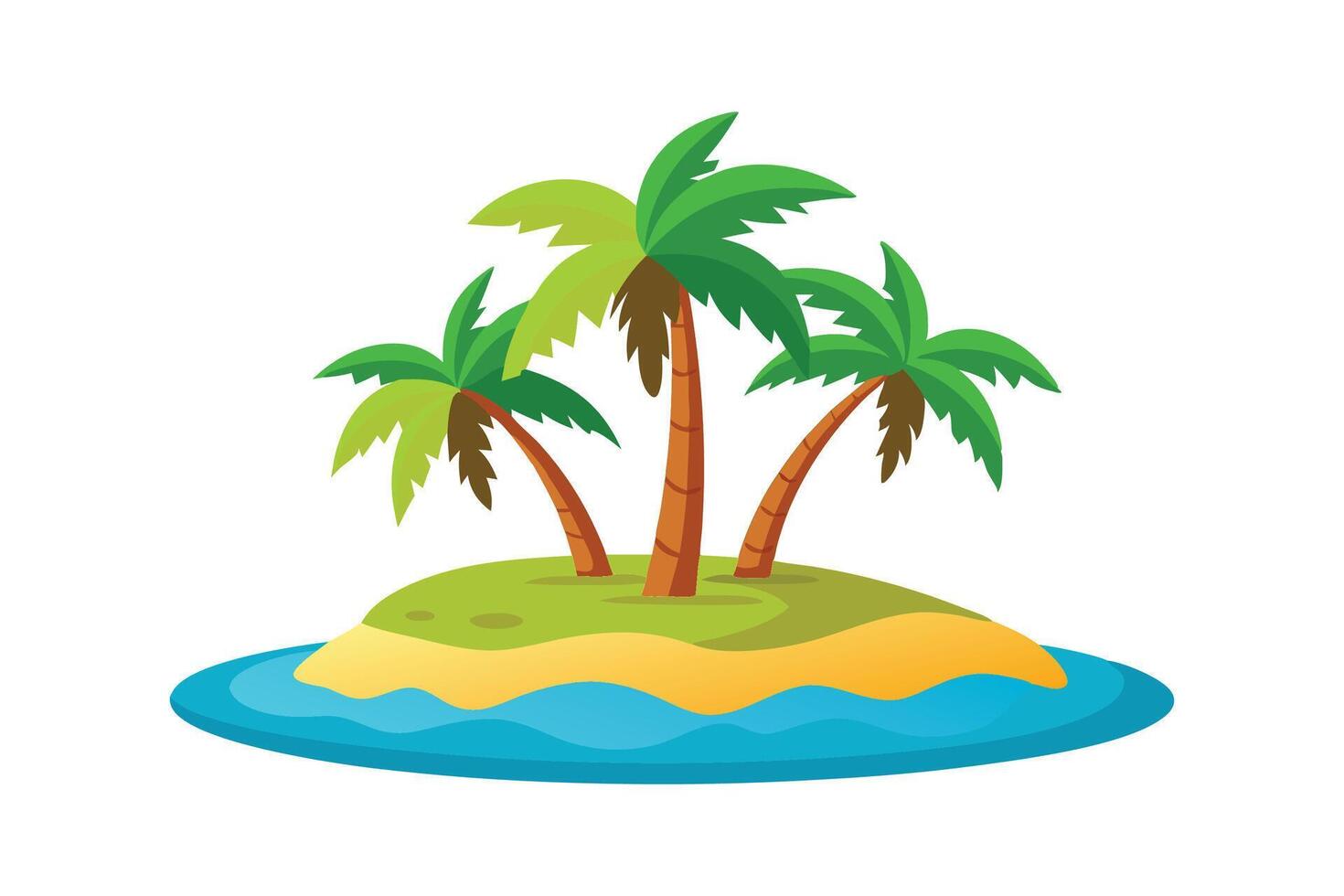 Picturesque palm island flat illustration on white background. vector