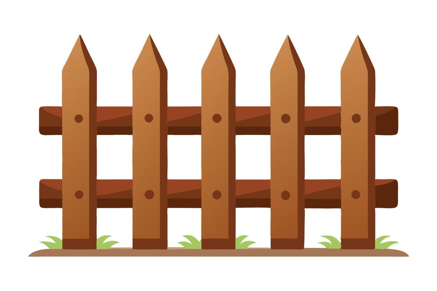Rustic wooden fence flat illustration on white background vector