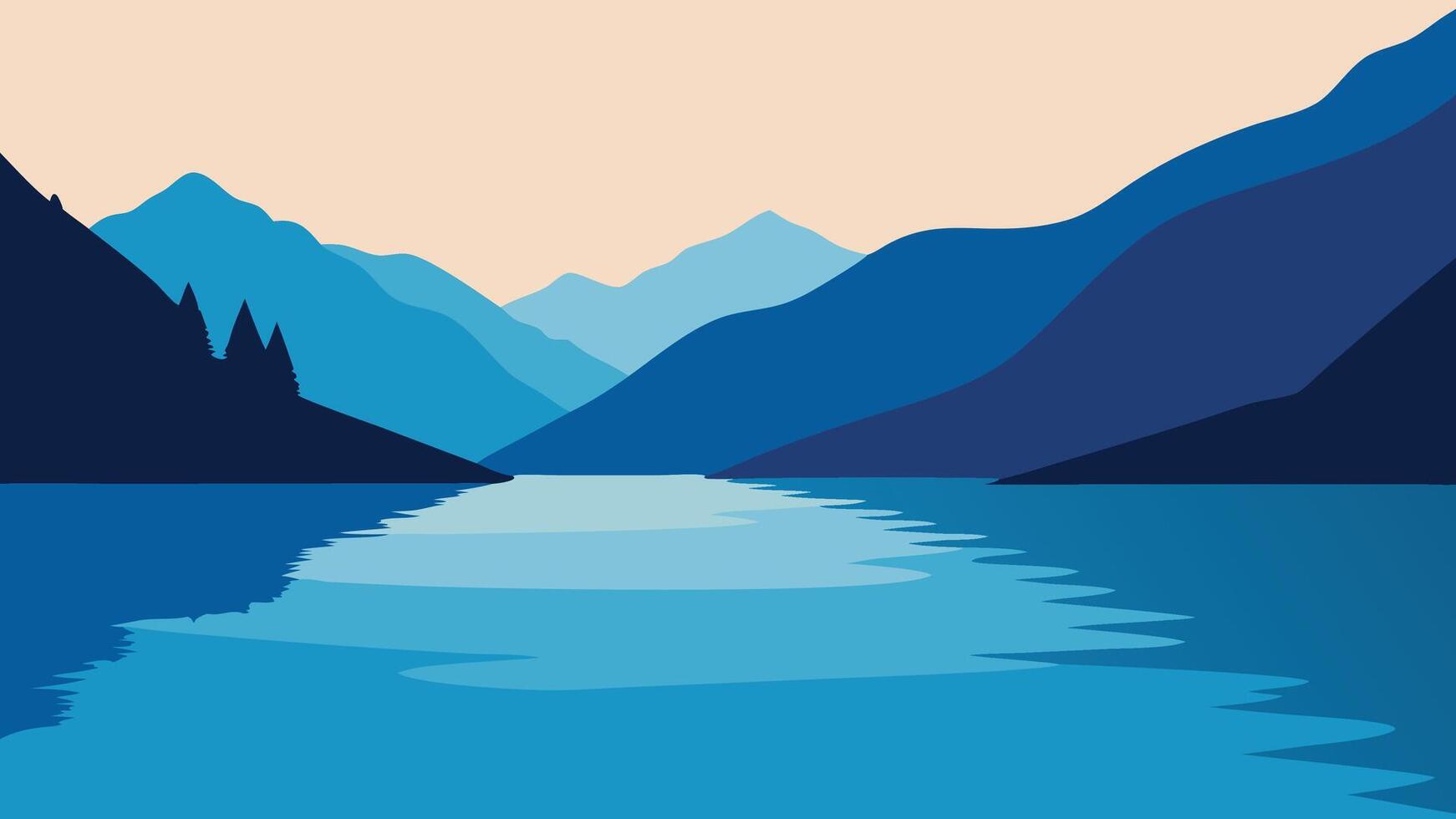 Swimming on the Hintersee lake at sunny summer day flat illustration. vector