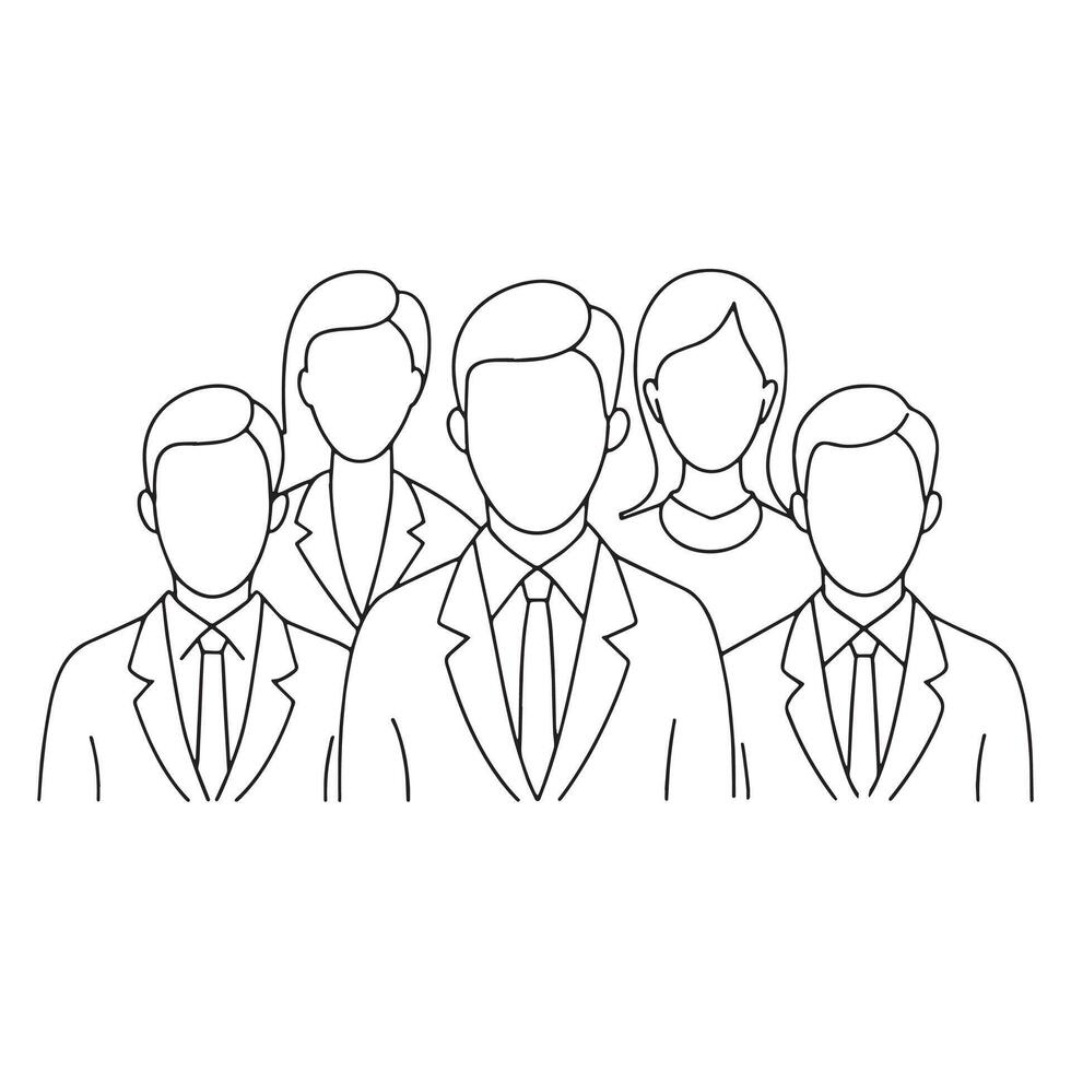 Team One line continuous line art illustration on white background vector