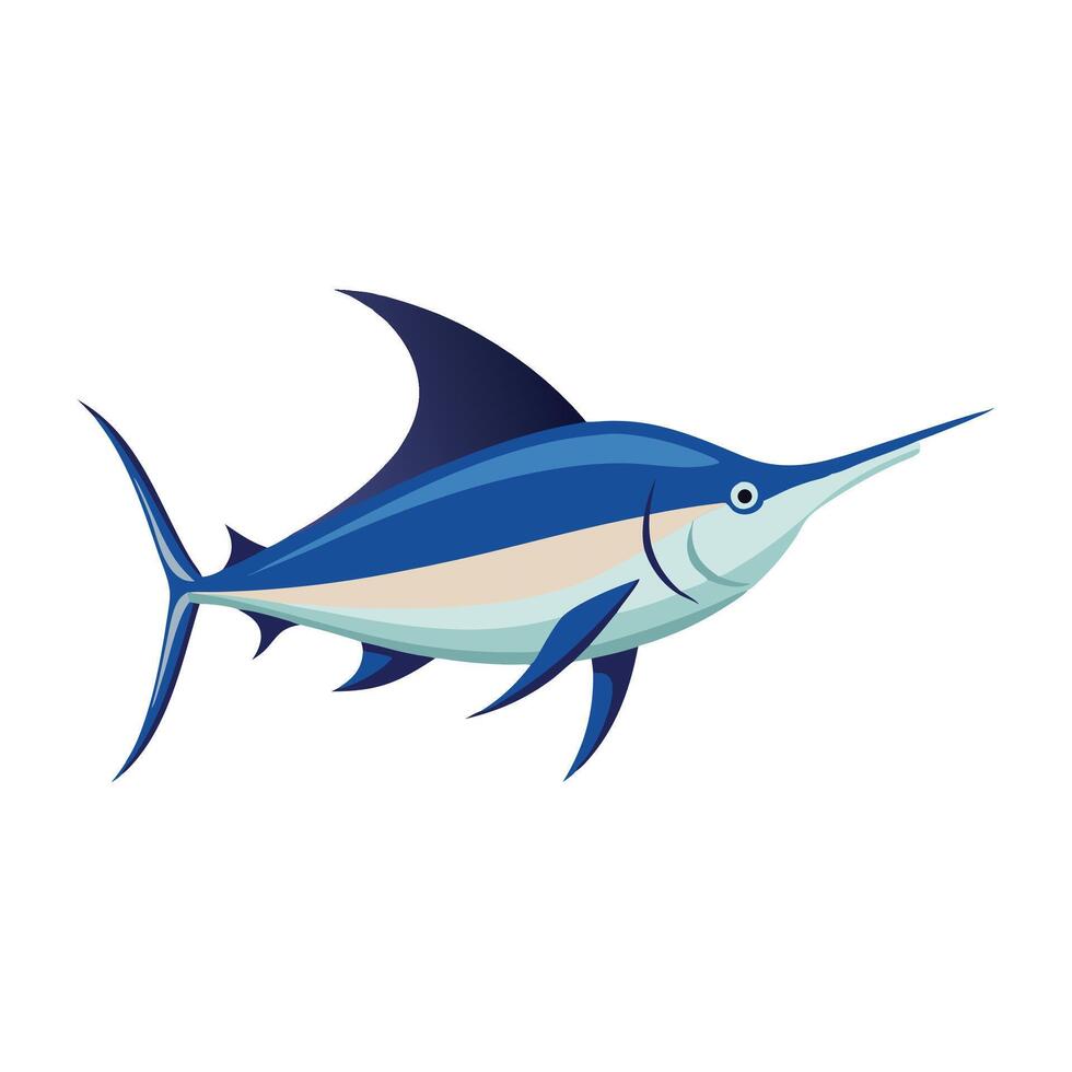 Billfish Under water animal flat illustration vector