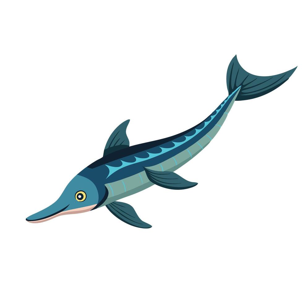 Chinese Paddlefish Under water animal flat illustration vector
