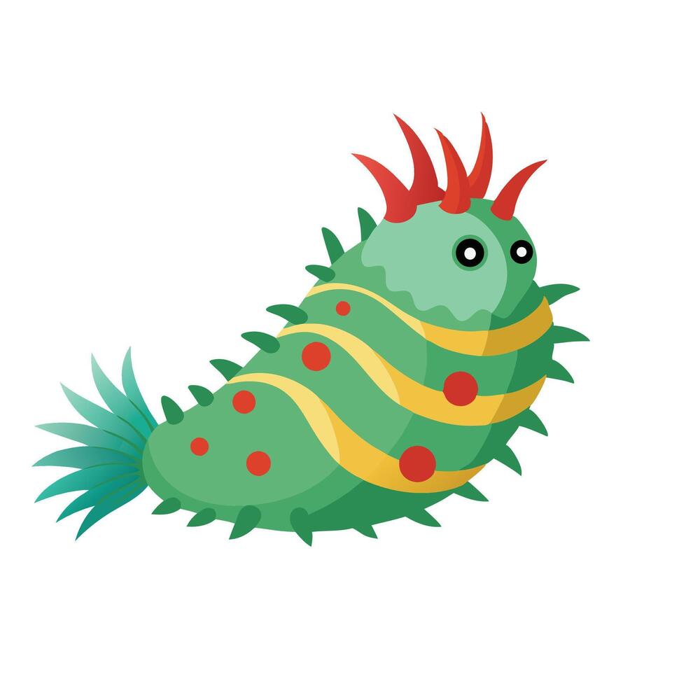 Christmas Tree Worm Animal flat illustration. vector