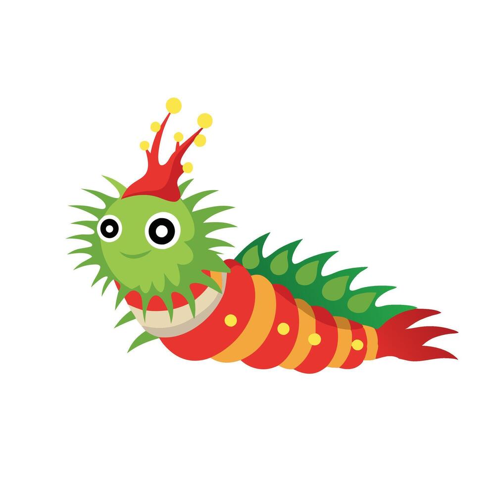 Christmas Tree Worm Under water animal flat illustration vector