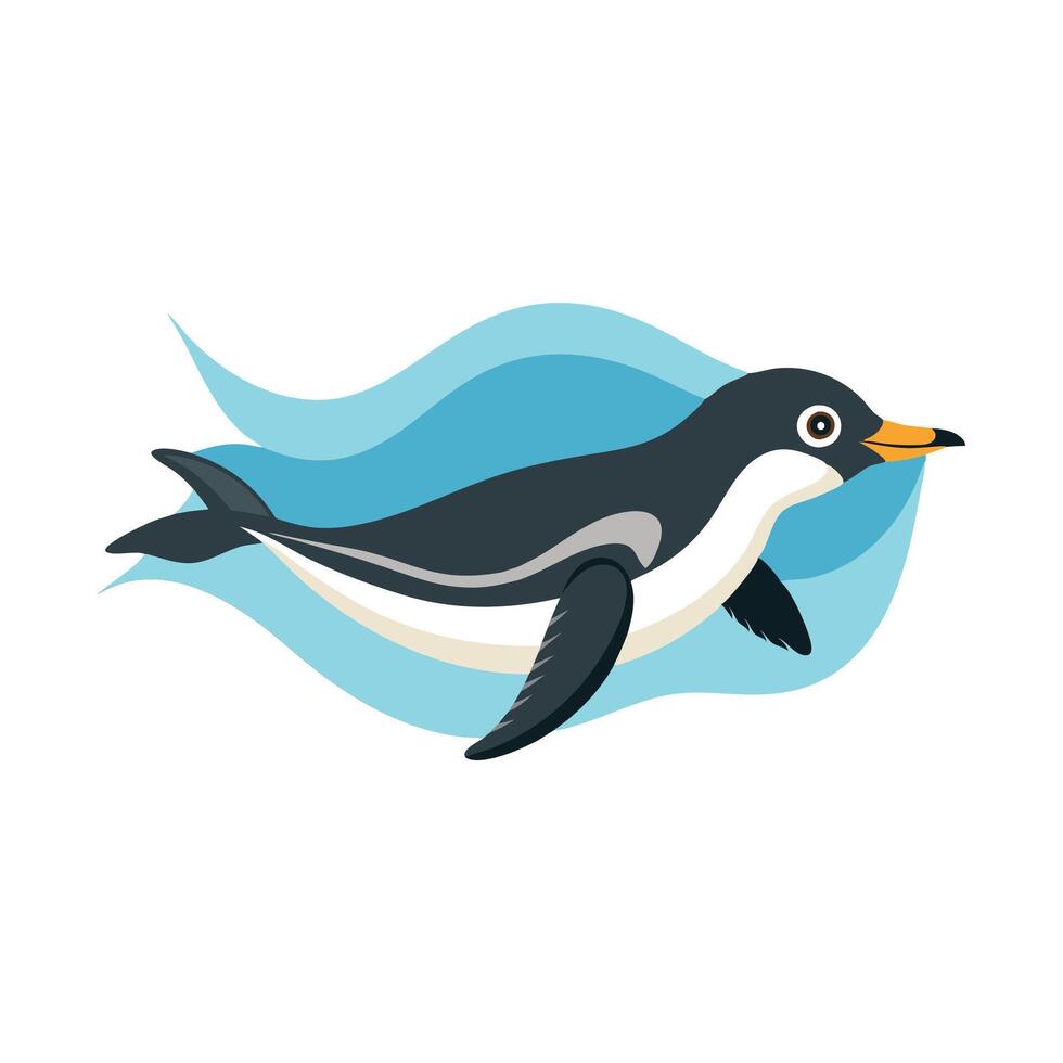 Cape Penguin swimming Underwater flat illustration vector
