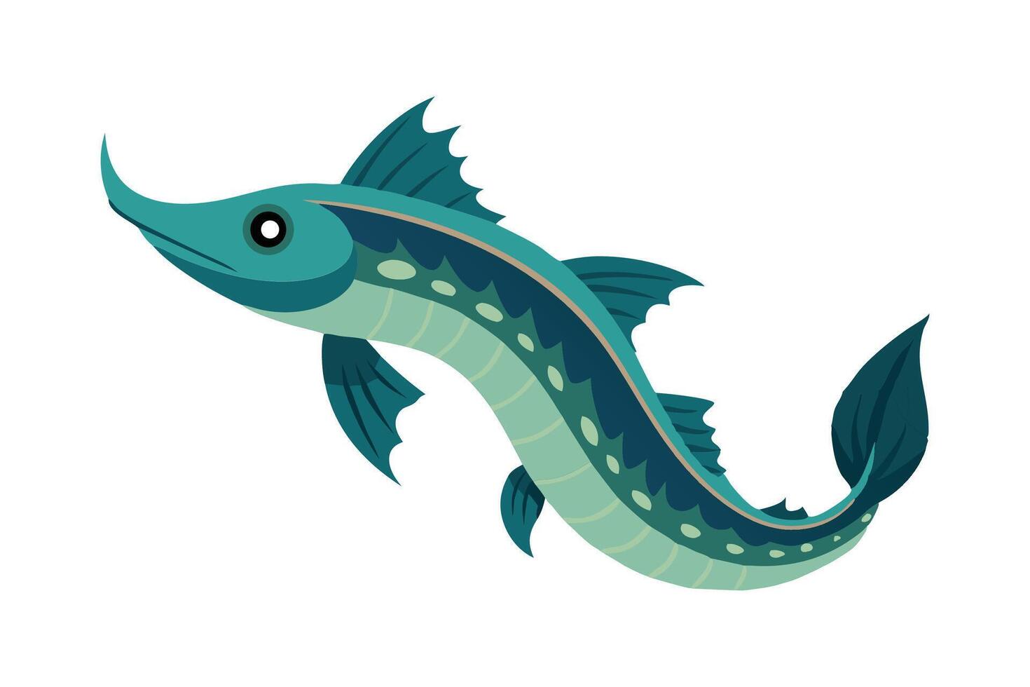 Dragonfish Under water animal flat illustration on white background. vector