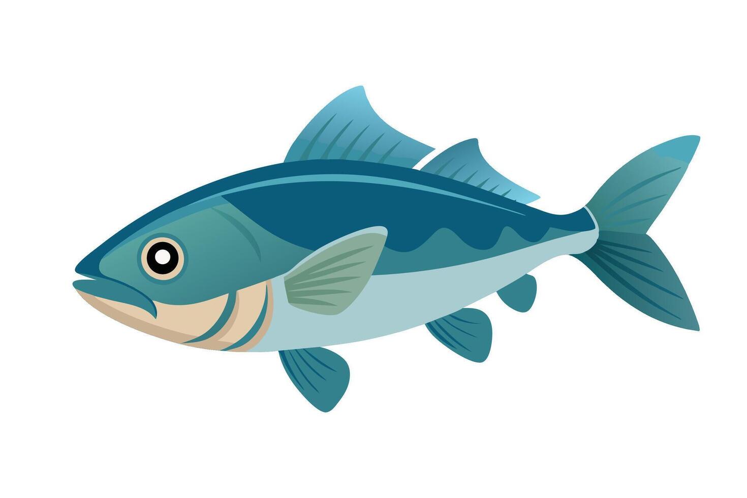 Cod Fish Under water animal flat illustration vector