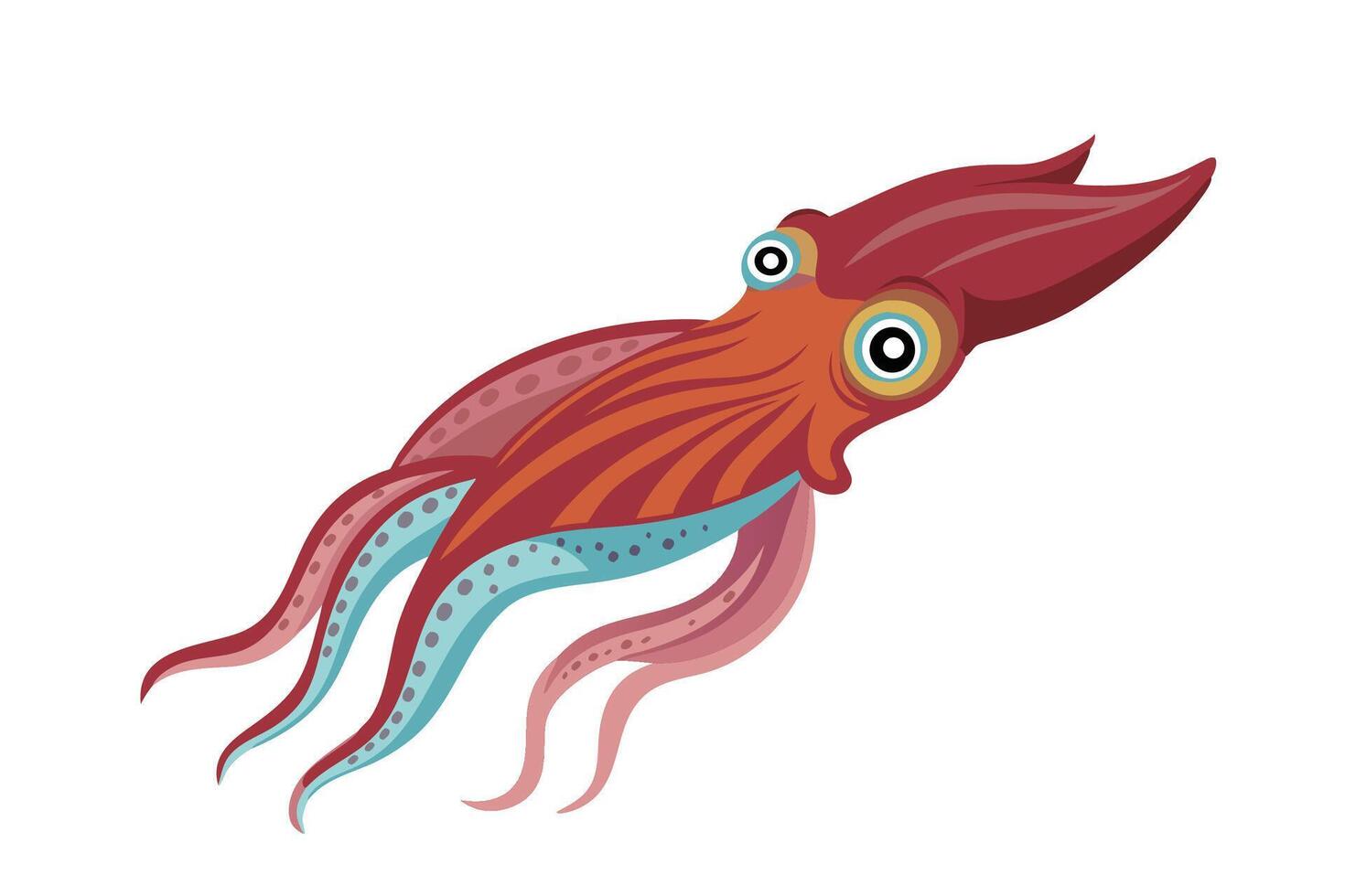 Cuttlefish Under water animal flat illustration on white background vector