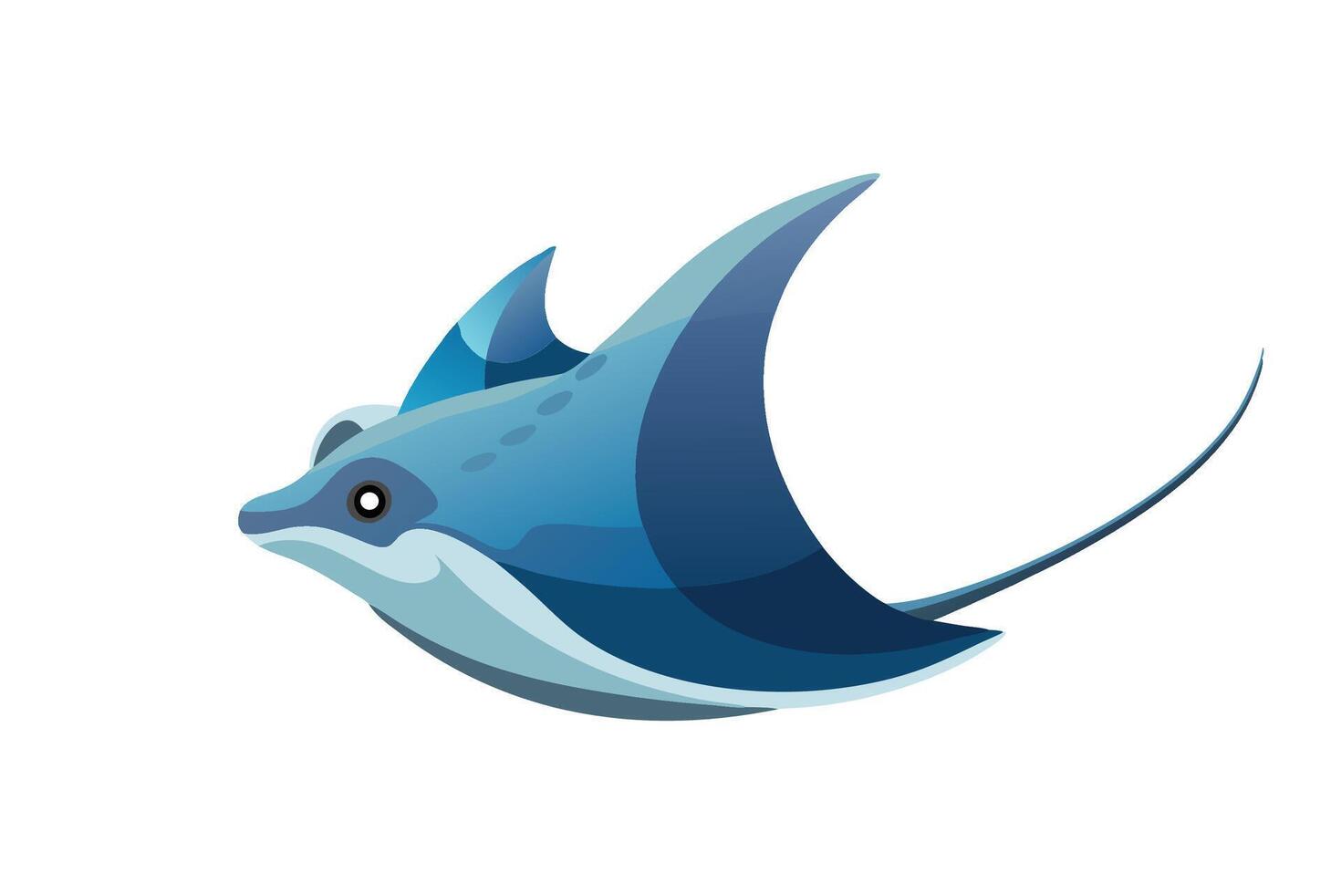Cownose Stingray Under water animal flat illustration on white background. vector