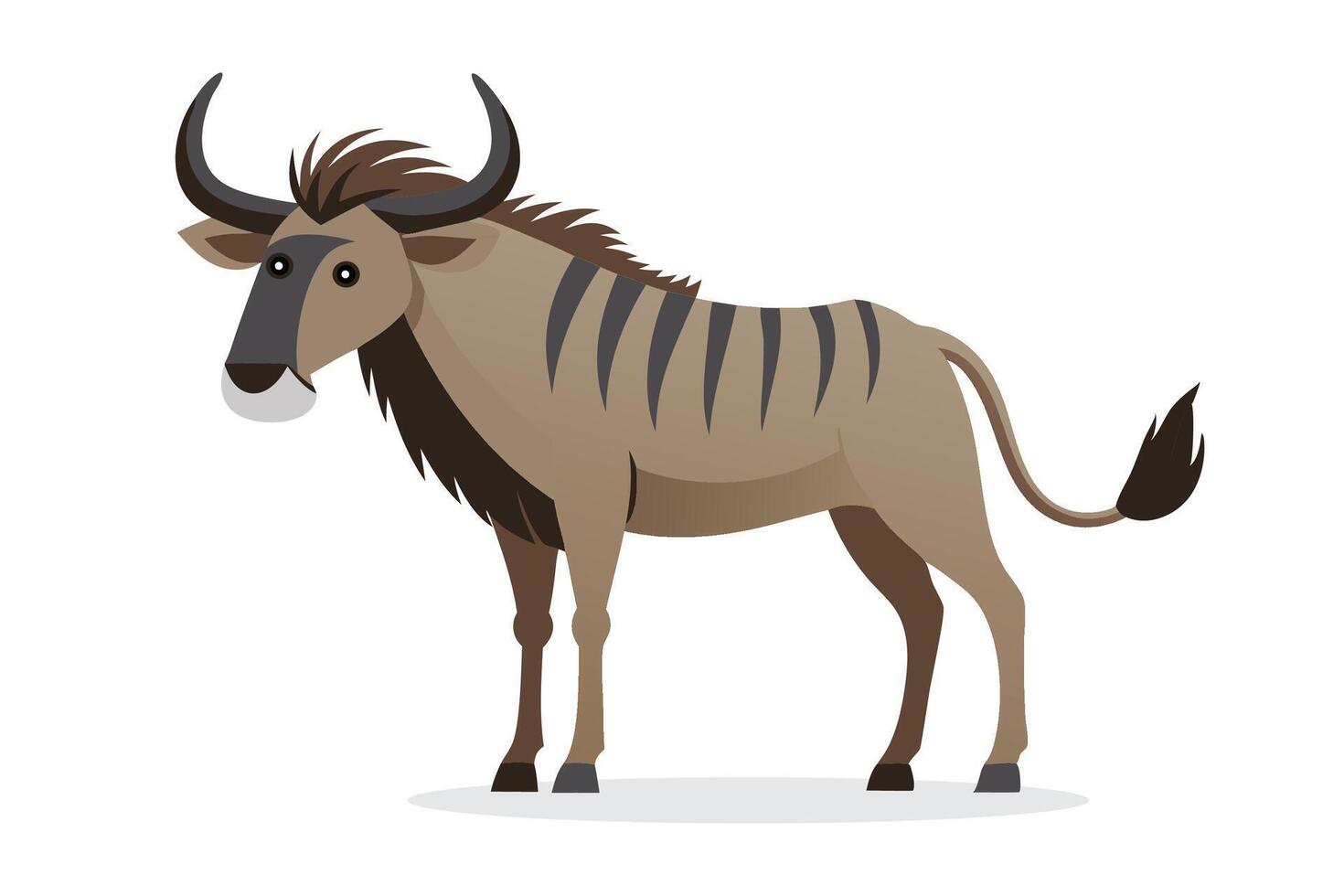 Wildebeest animal isolated flat illustration on white background vector
