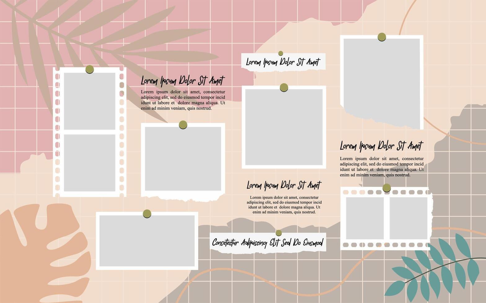 Blank collage frame template for photos and images vector