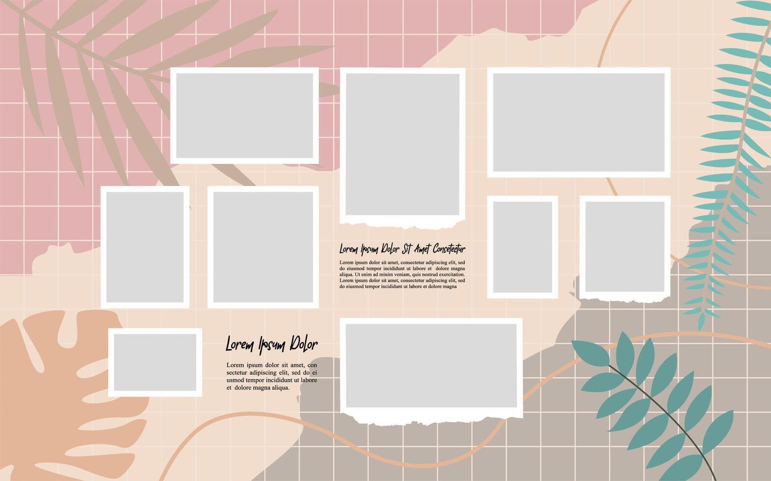 page grid layout abstract photo frames and digital photo wall template vector