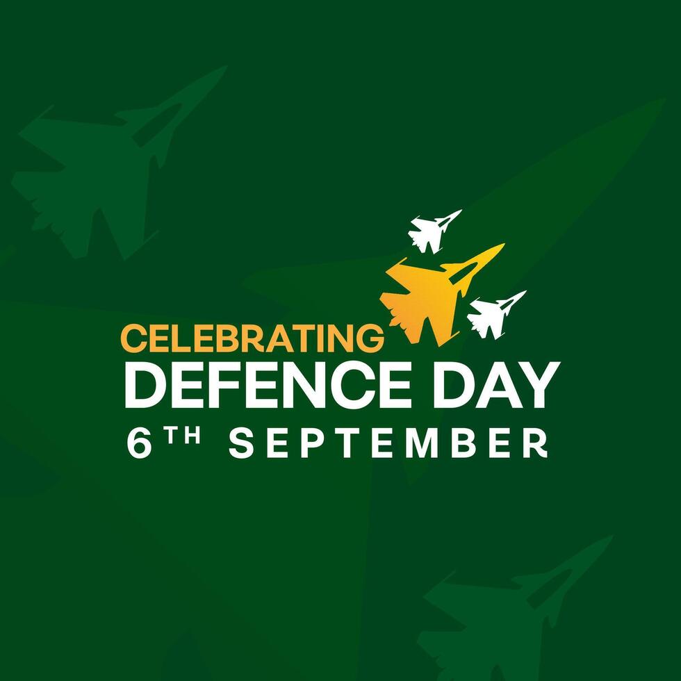 6th September. Happy Defence Day. with Air Craft vector
