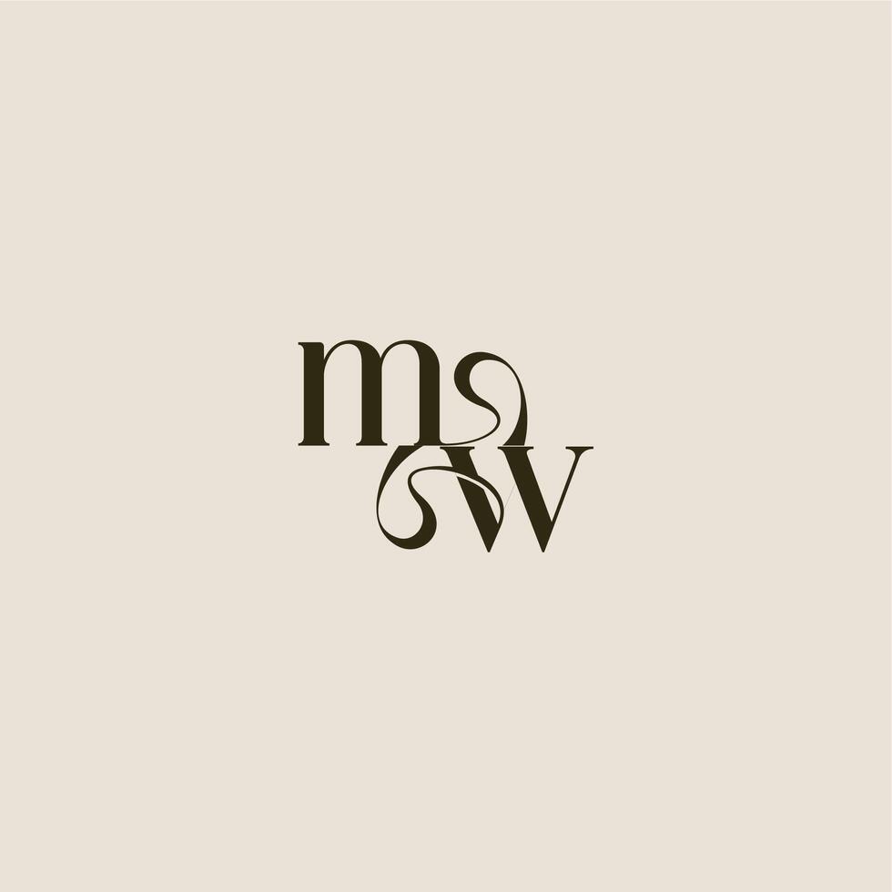 dynamic line monogram logo luxurious concept MW elegant wedding letter vector