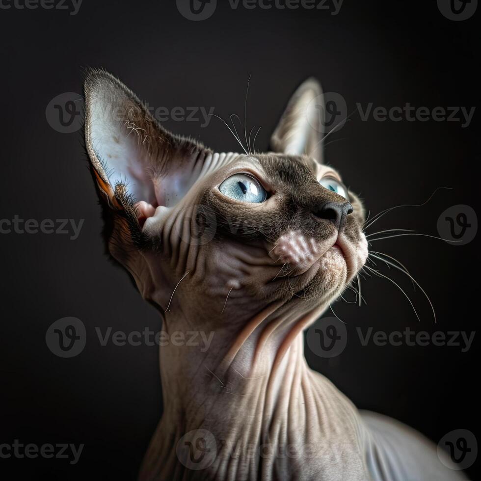 sphynx cat isolated on black background photo