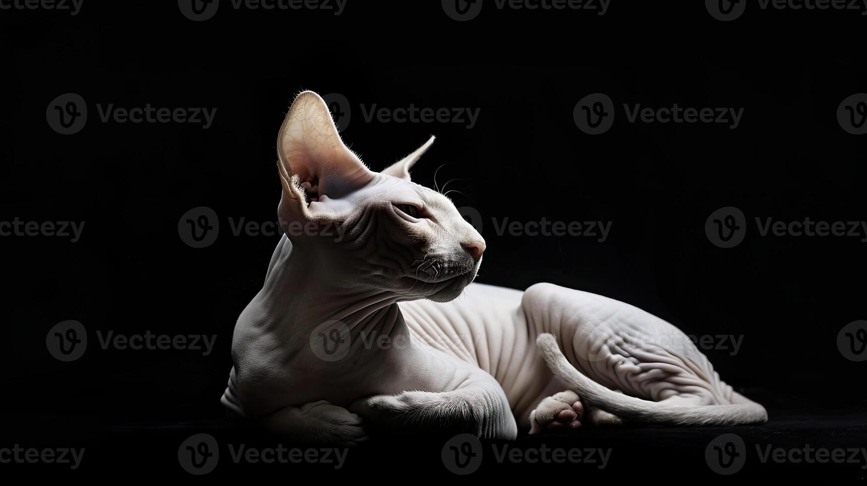 sphynx cat isolated on black background photo