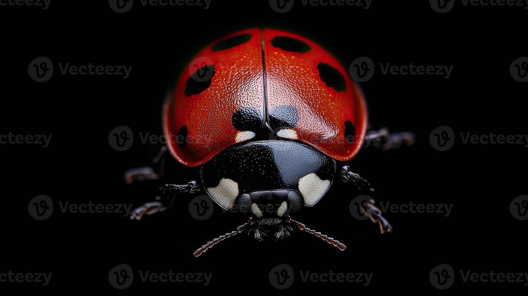Ladybug isolated on black background photo