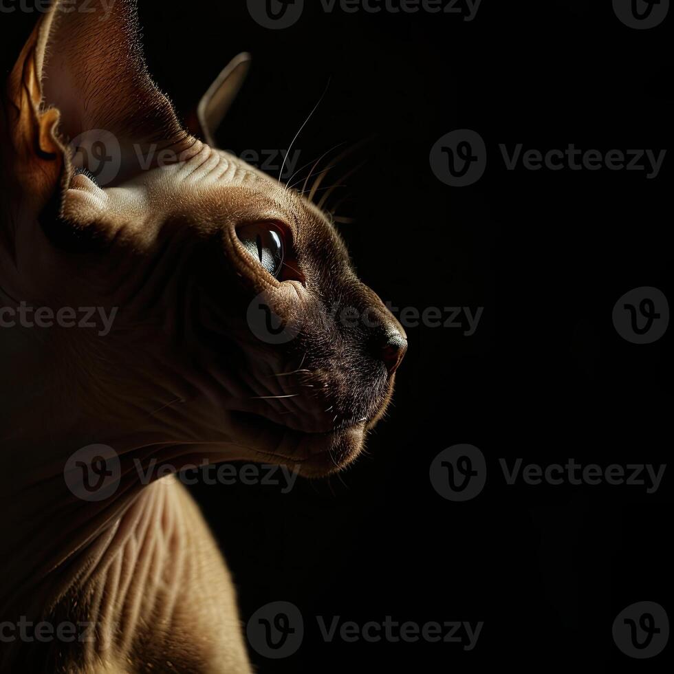 sphynx cat isolated on black background photo