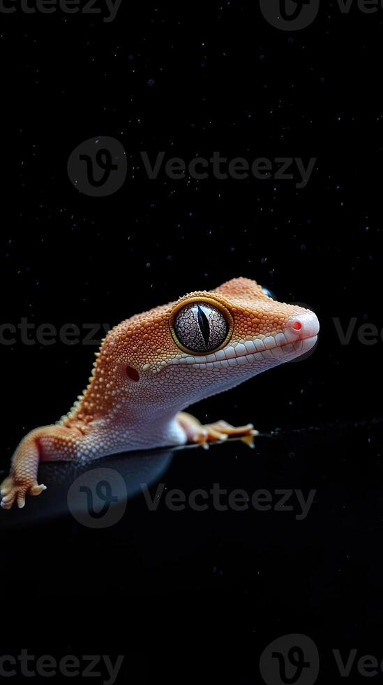 Gecko isolated on black background photo