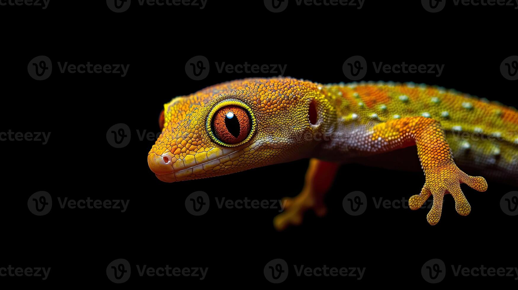 Gecko isolated on black background photo
