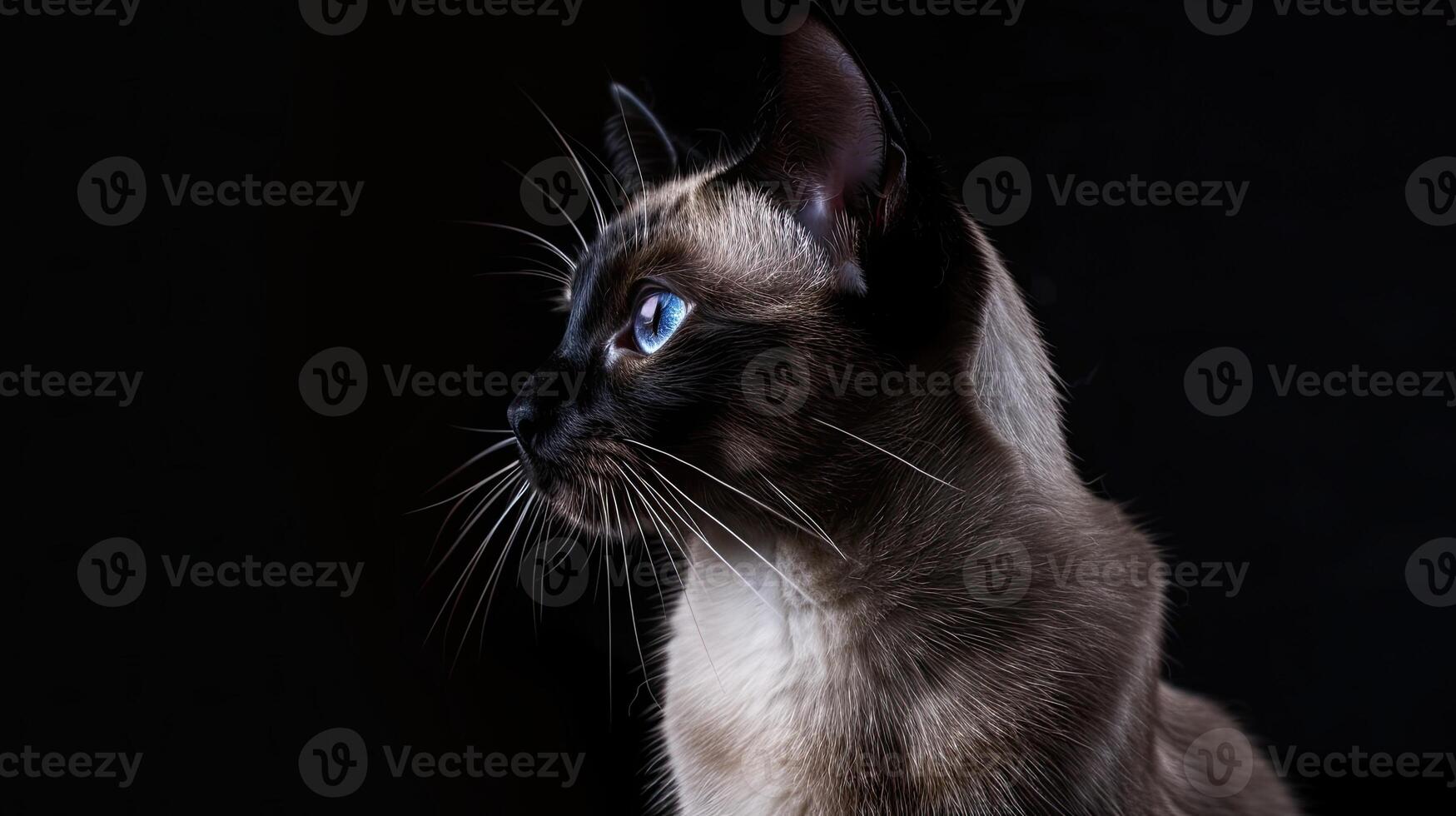 siamese cat isolated on black background photo