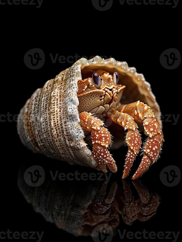 Hermit Crab isolated on black background photo