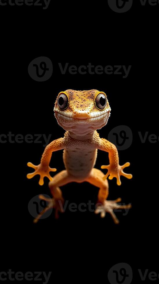 Gecko isolated on black background photo