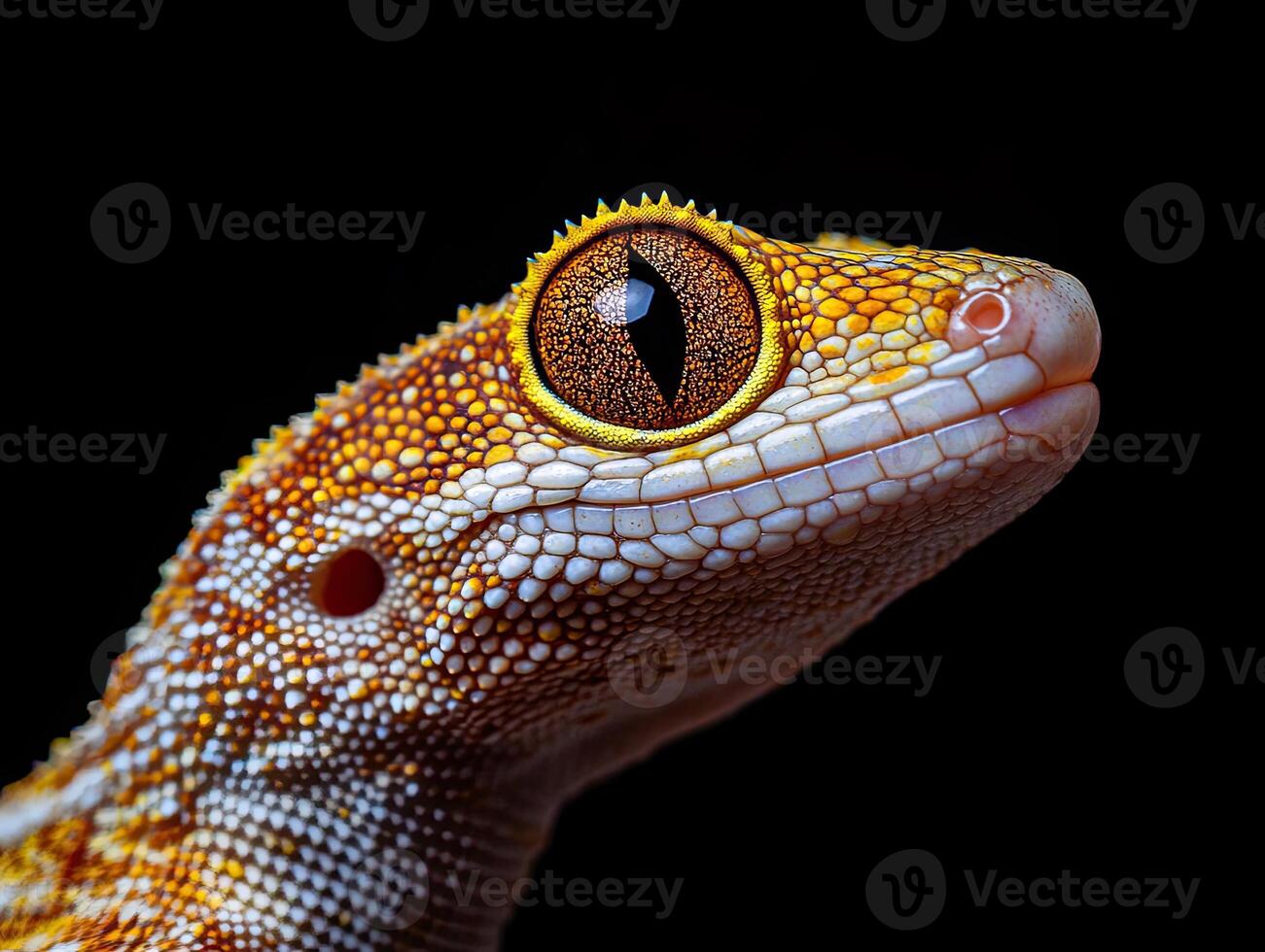 Gecko isolated on black background photo