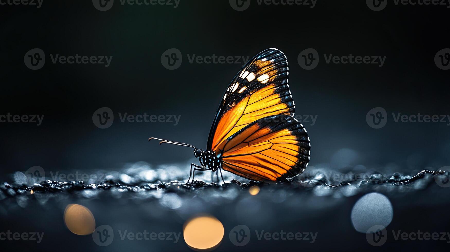 Butterfly isolated on black background photo