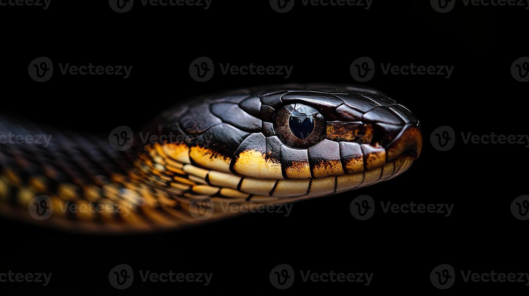 Snake isolated on black background photo