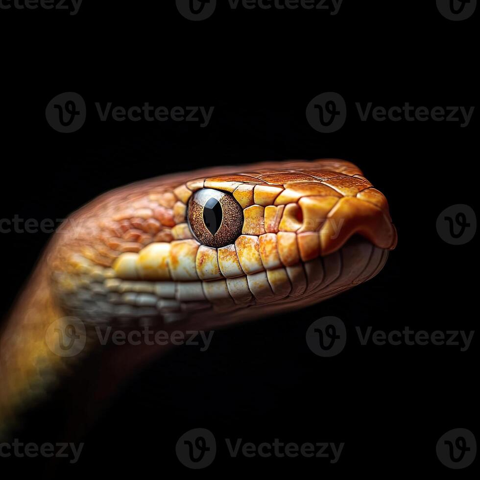 Snake isolated on black background photo