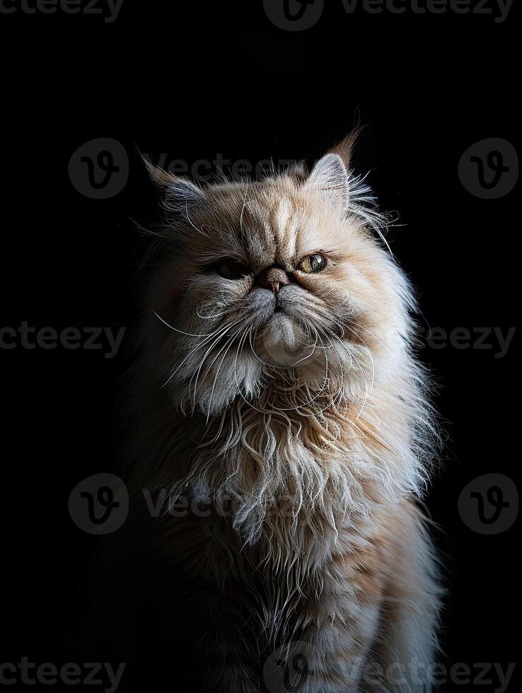 persian cat isolated on black background photo