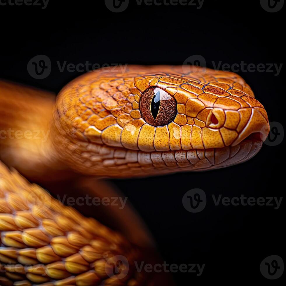 Snake isolated on black background photo