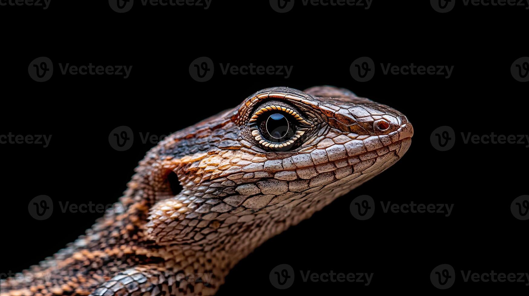 Lizard isolated on black background photo