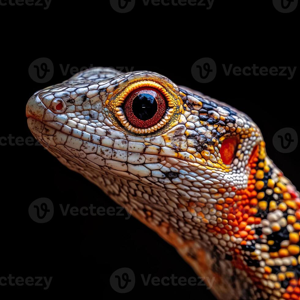 Lizard isolated on black background photo